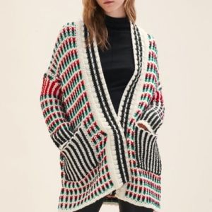 Maje Marcelo multicolor knit cardigan wool blend size small